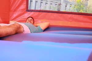 Here's the birthday boy taking a relaxing bounce in his castle! 